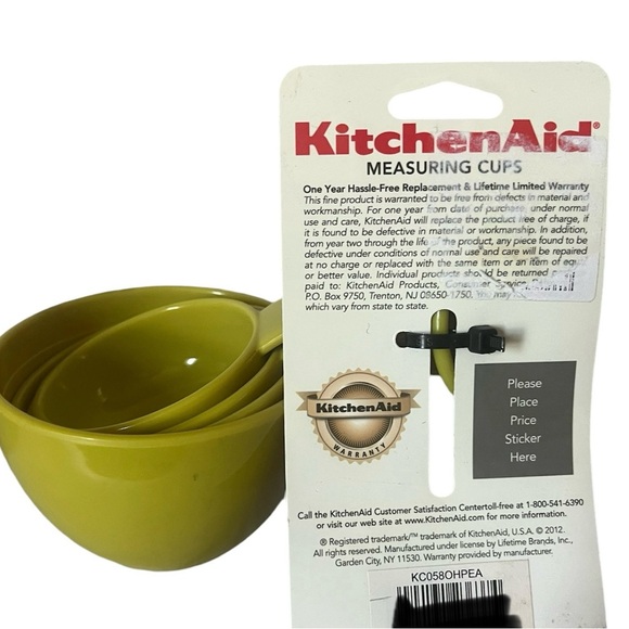 Rare KitchenAid Set of 4MCM Color Avocado Green Meas. Cups 1/4, 1/3, 1/2 & 1-cup - Picture 3 of 4